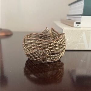 Anthropologie Beaded Twisted Gold Bracelet
